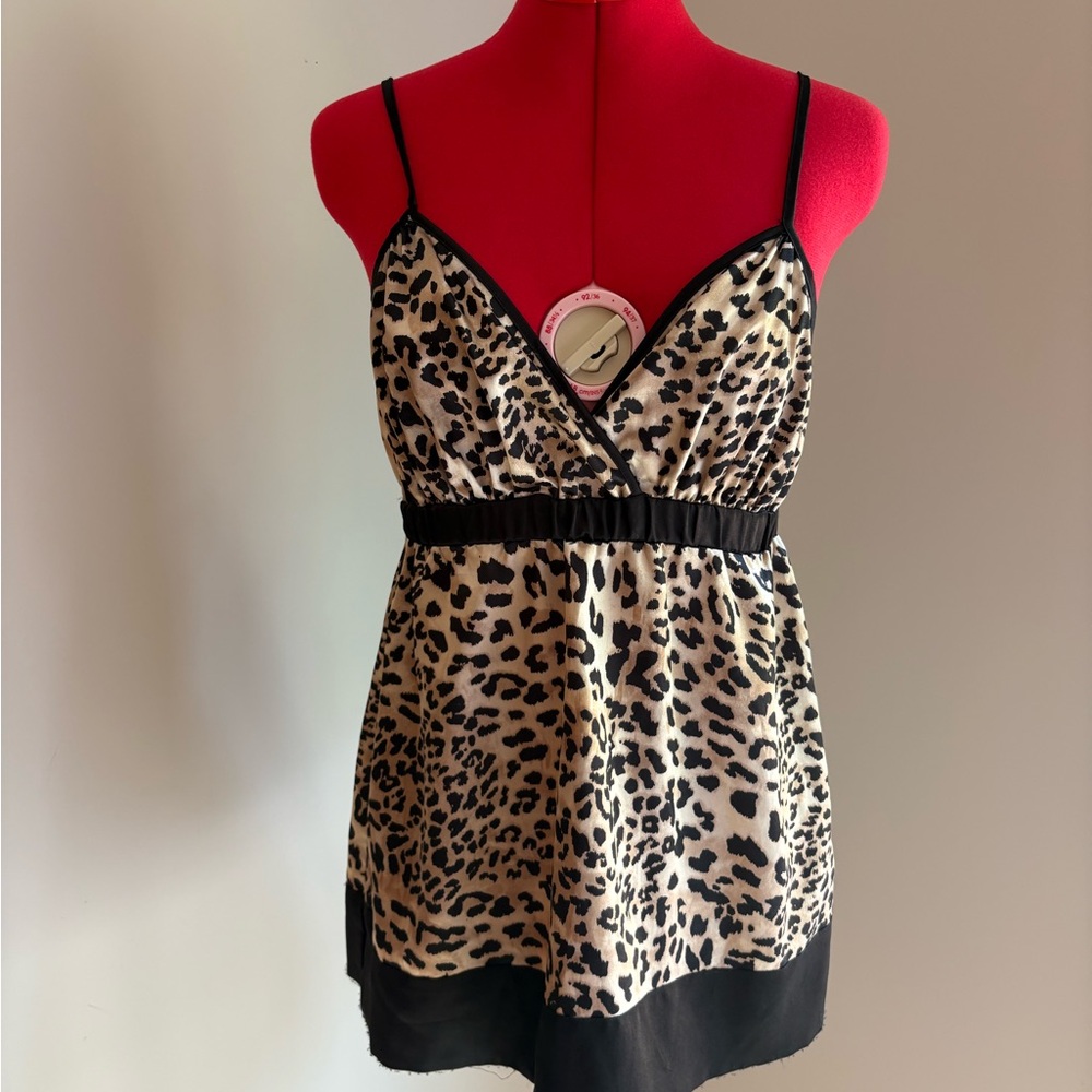 90s leopard print babydoll top